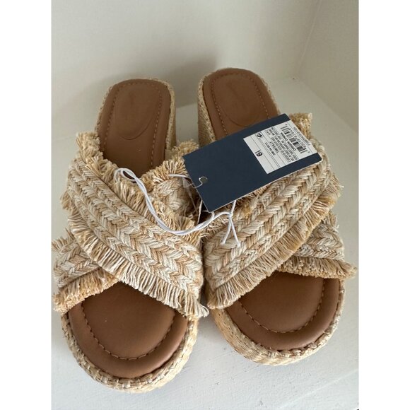 Universal Thread Womens Woven Raffia Tan Platform Sandals Size 6.5 - Picture 2 of 5